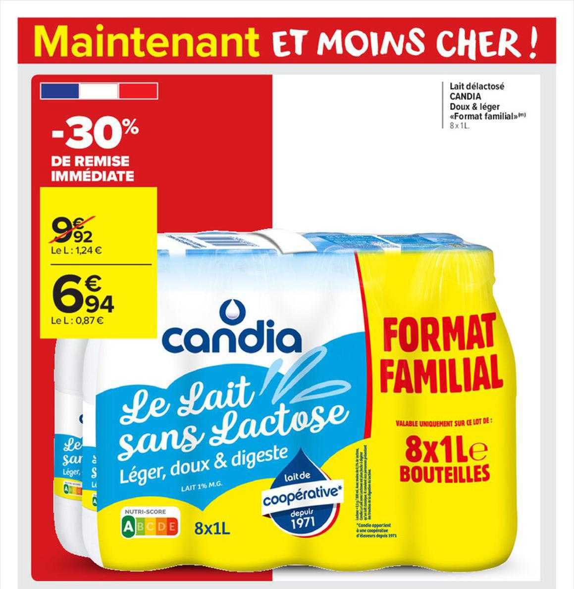 lait délactosé candia doux & léger "format familial"