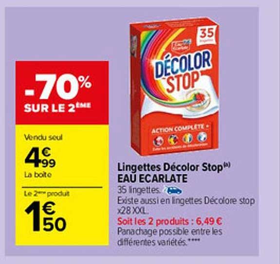 lingettes décolor stop eau écarlate