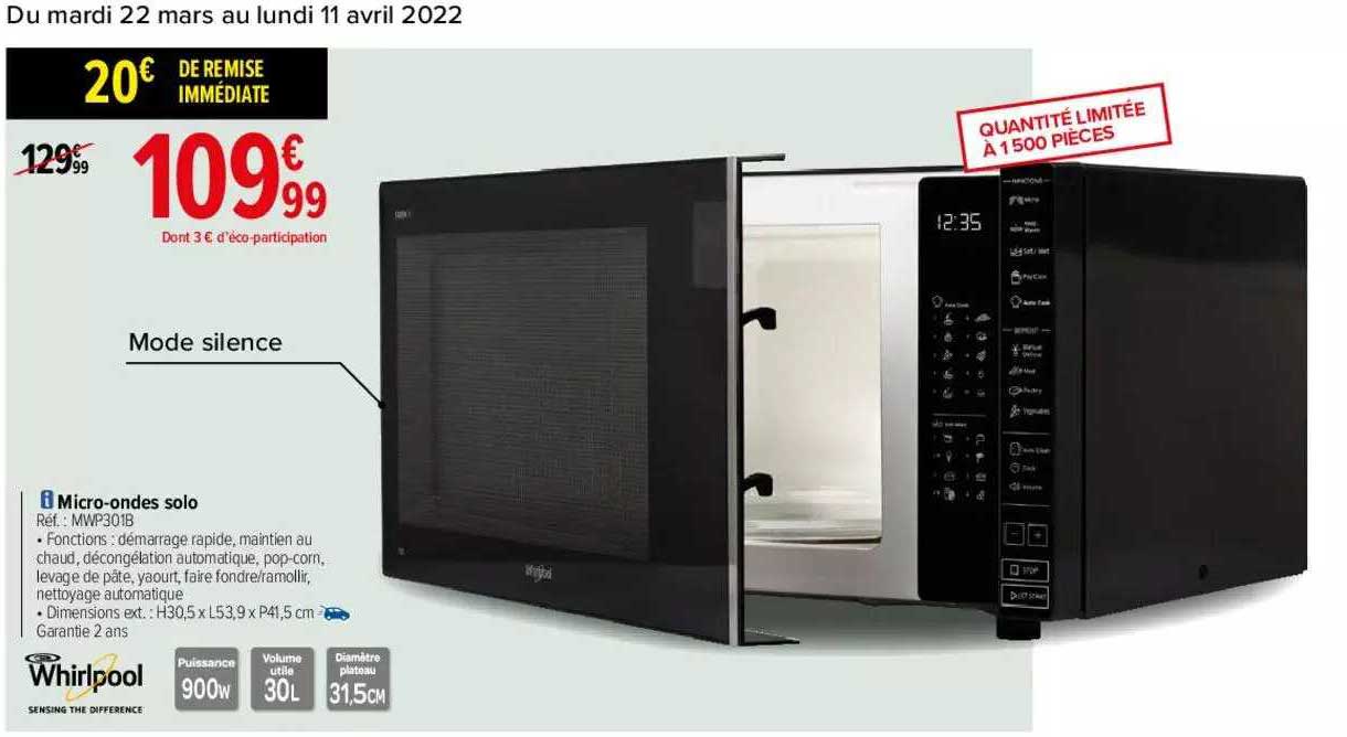 micro-ondes solo whirlpool