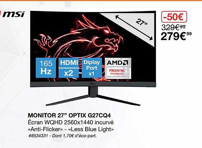 Monitor 27" Optix G27cq4 Msi