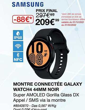 Montre Connectée Galaxy Watch4 44mm Noir Samsung