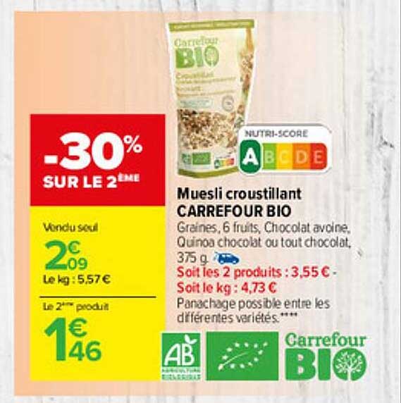 Muesli Croustillant Carrefour Bio