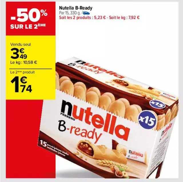 nutella b-ready -50% sur le 2ème