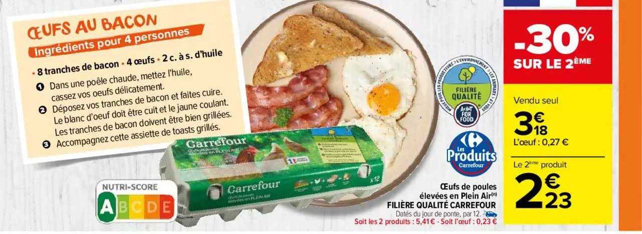 oeufs de poules élevées en plein air filière qualité carrefour