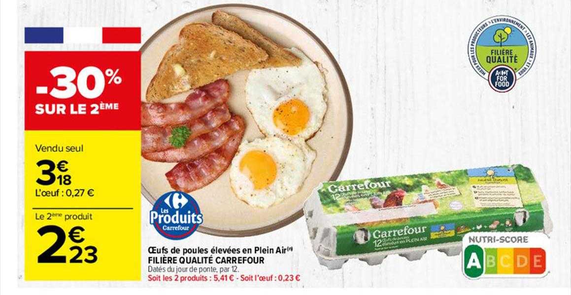 oeufs de poules élevées en plein air filière qualité carrefour