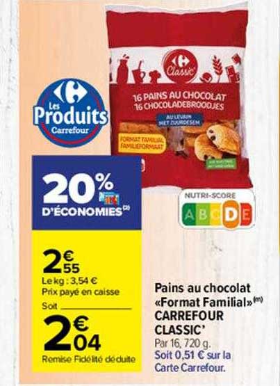 pains au chocolat "format familial" carrefour classic'