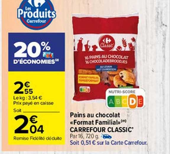 pains au chocolat "format familial" carrefour classic'