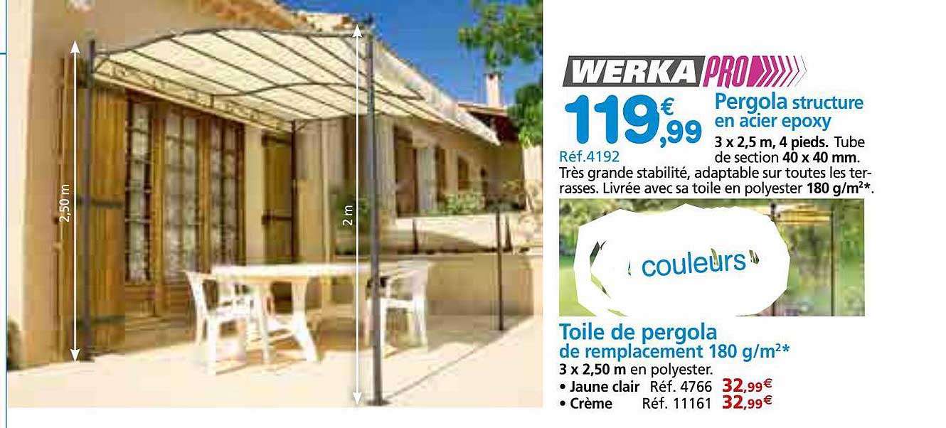 pergola structure en acier époxy, toile de pergola de remplacement 180 g-m²