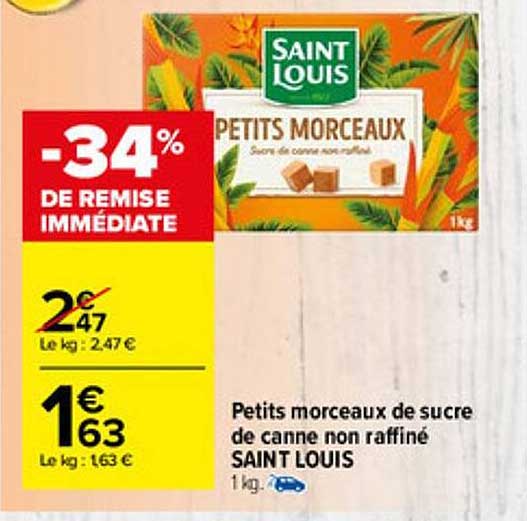 petits morceaux de sucre de canne non raffiné saint louis