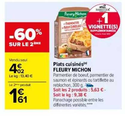 plats cuisinés fleury michon -60% sur le 2ème