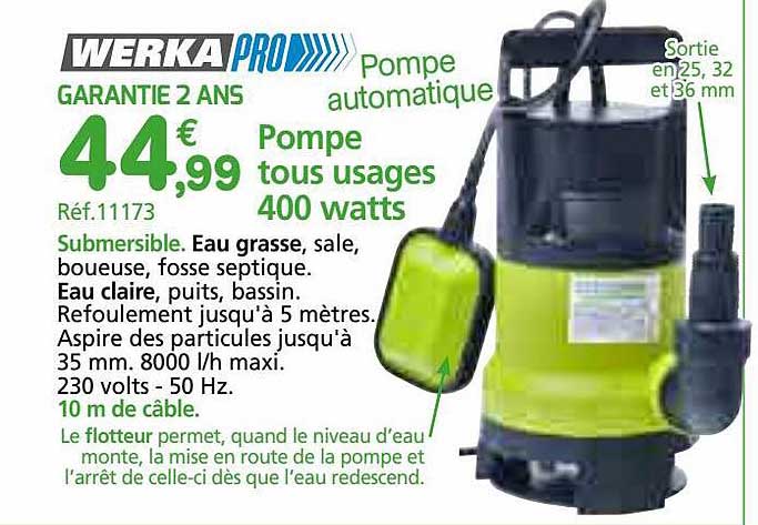 pompe tous usages 400 watts werka pro