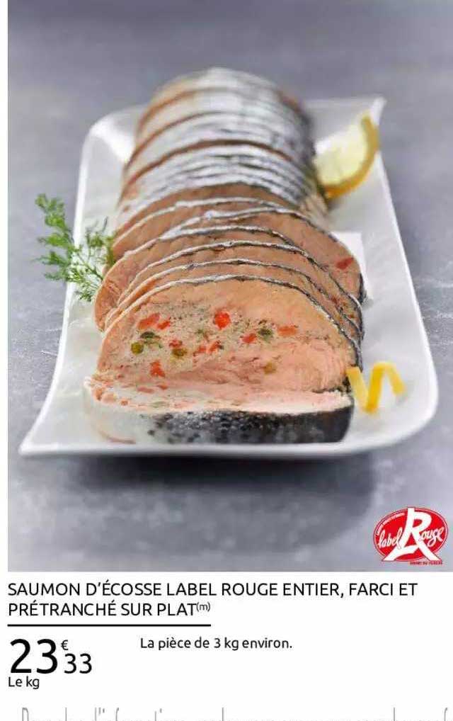 saumon d'écosse label rouge entier farci et prétranché sur plat