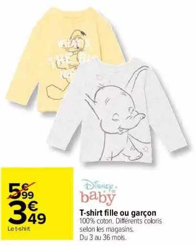 t-shirt fille ou garçon disney baby