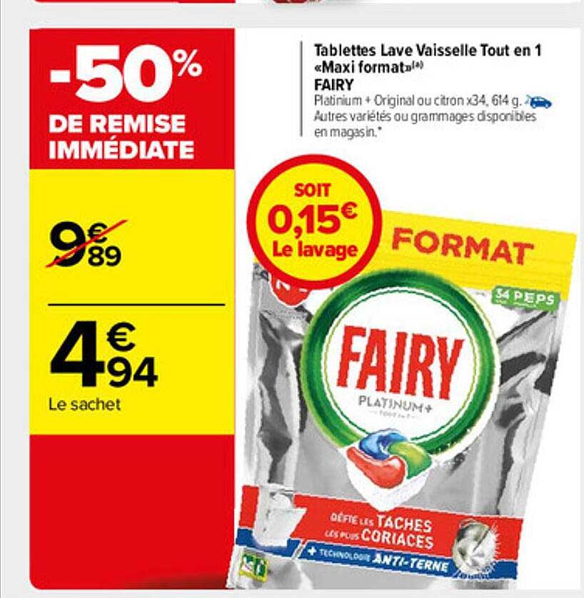 tablettes lave vaisselle tout en 1 "maxi format" fairy
