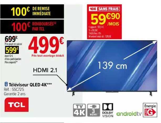 Téléviseur Qled 4k Tcl