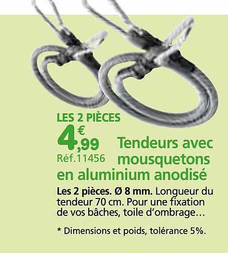 tendeurs avec mousquetons en aluminium anodisé