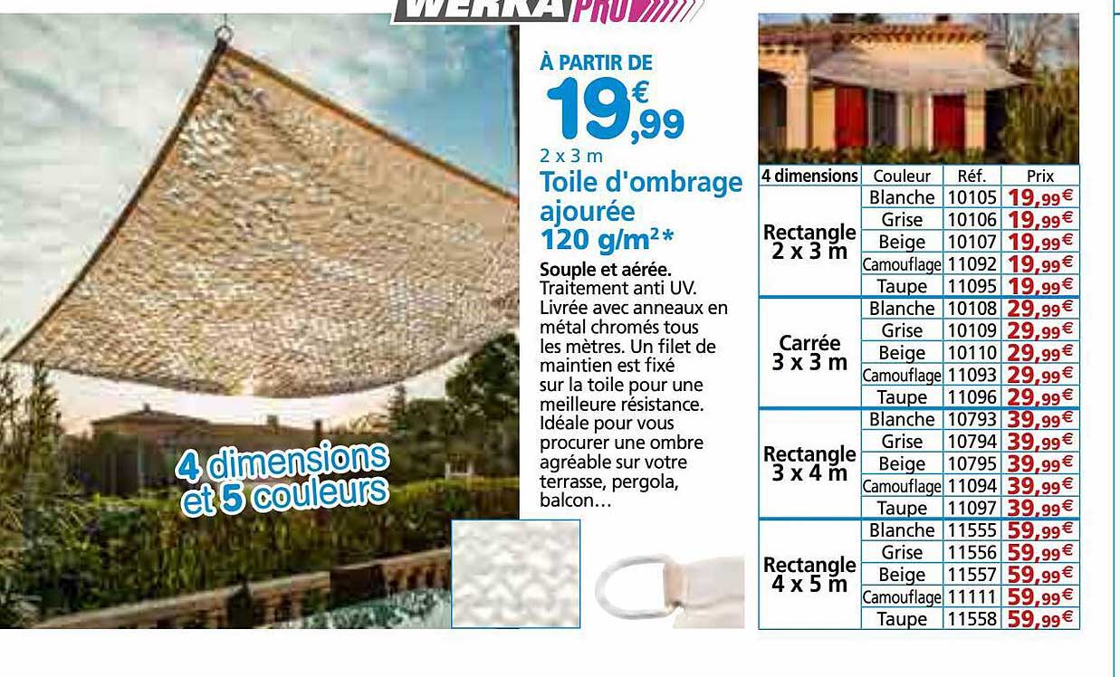 Toile D'ombrage Ajourée 120 G-m²