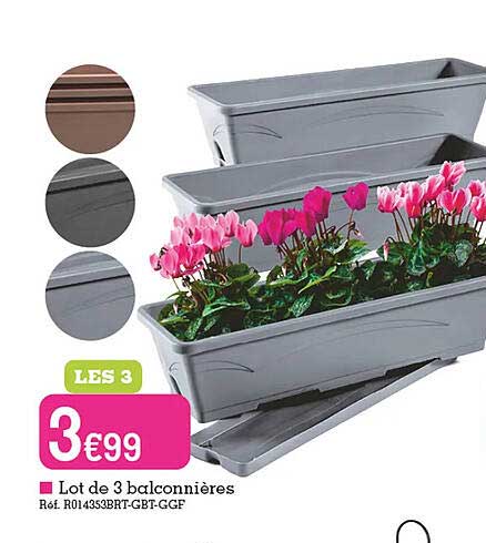 lot de 3 balconnières