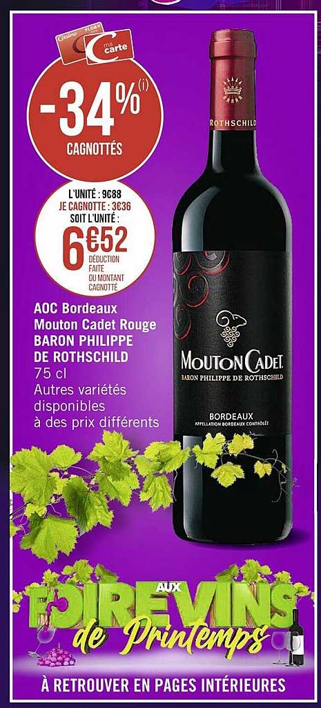 aoc bordeaux mouton cadet rouge baron philippe de rothschild