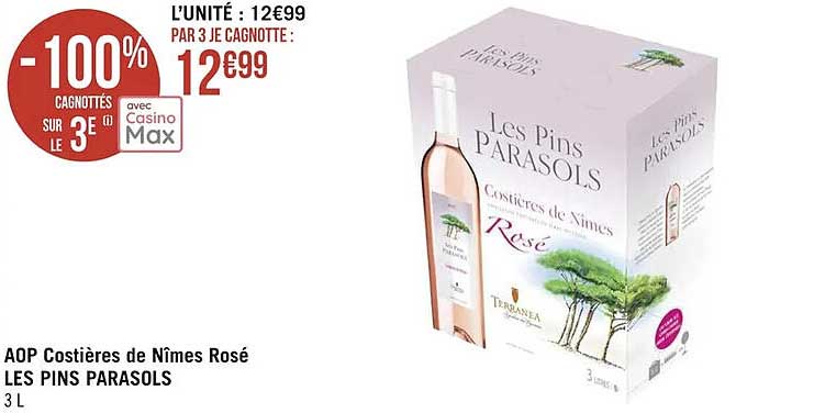 aop costières de nîmes rosé les pins parasols