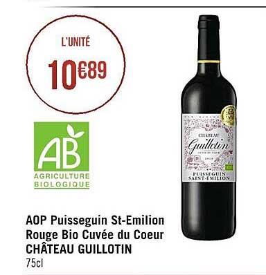 aop puisseguin st-émilion rouge bio cuvée du cœur château guillottin