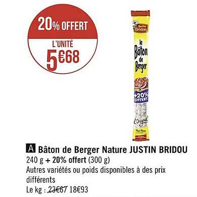 bâton de berger nature justin bridou