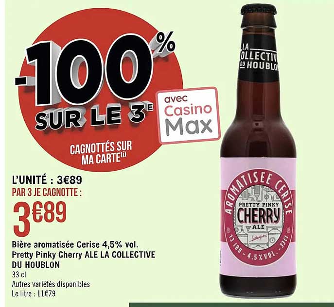 bière aromatisée cerise 4,5% vol. pretty pinky cherry ale la collective du houblon