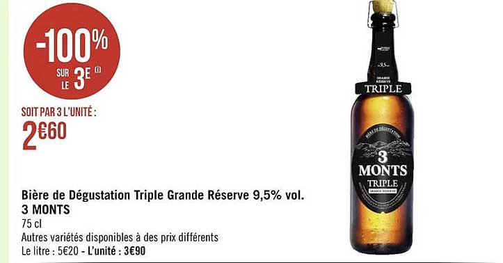 bière de dégustation triple grande réserve 9,5% vol. 3 monts