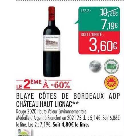 blaye côtes de bordeaux aop château haut lignac