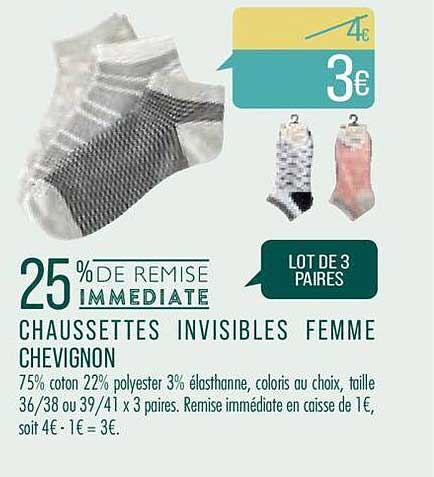 chaussettes invisibles femme chevignon