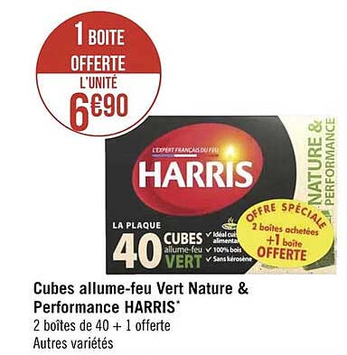 cubes allume-feu vert nature & performance harris
