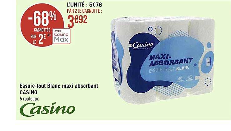 essuie-tout blanc maxi absorbant casino