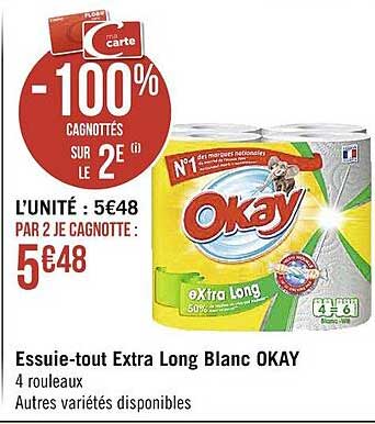 essuie-tout extra long blanc okay