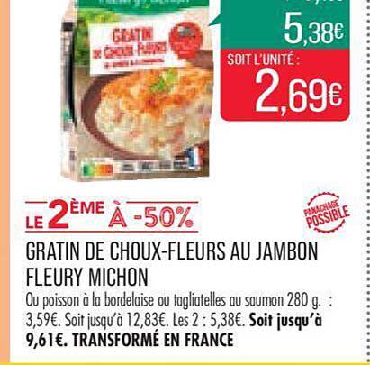 gratin de choux-fleurs au jambon fleury michon