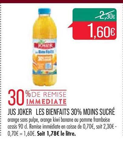 jus joker les bienfaits 30% moins sucré
