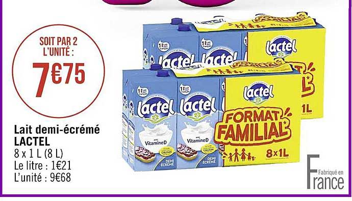 lait demi-écrémé lactel