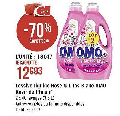 Lessive Liquide Rose & Lilas Blanc Omo Rosir De Plaisir