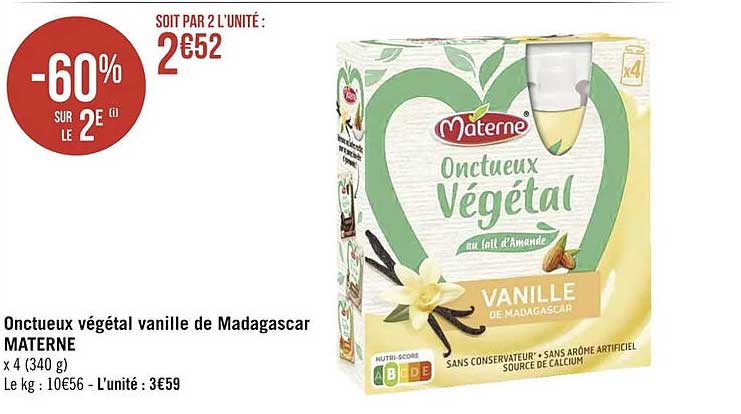 Onctueux Végétal Vanille De Madagascar Materne