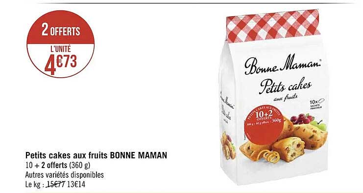 petits cakes aux fruit bonne maman