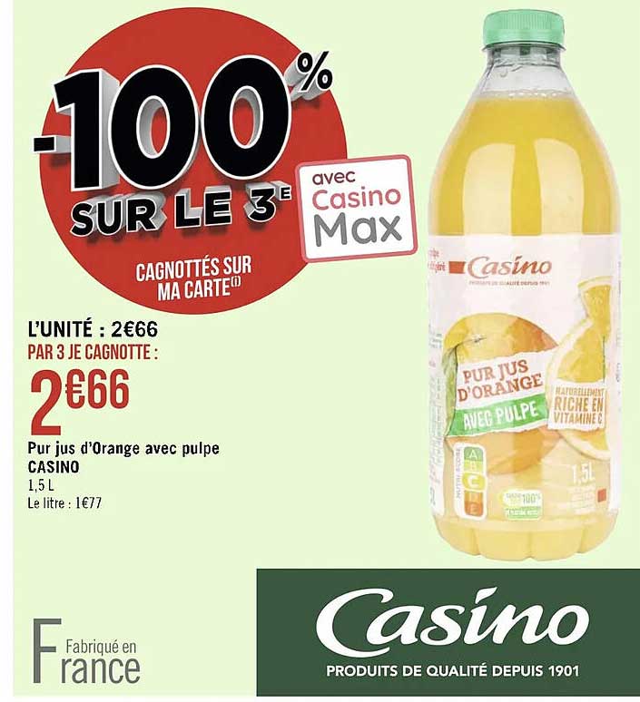 Pur Jus D'orange Avec Pulpe Casino