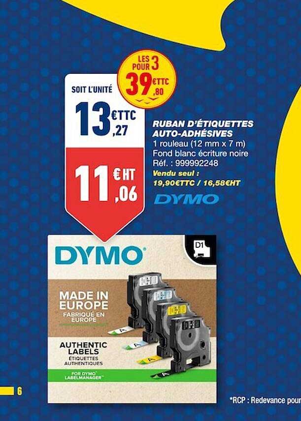 ruban d'étiquettes auto-adhésives dymo