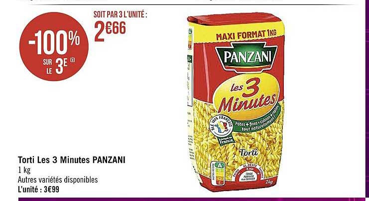 torti les 3 minutes panzani