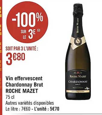 vin effervescent chardonnay brut roche mazet