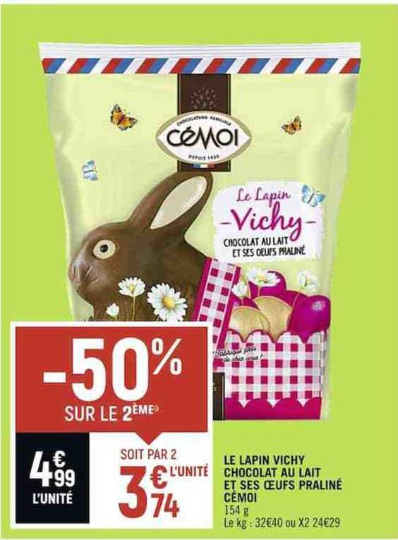 le lapin vichy chocolat au lait et ses œufs praliné cémoi