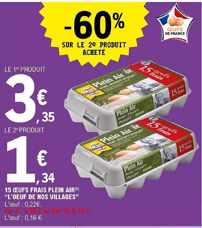 15 œufs Frais Plein Air "l'œuf De Nos Villages"
