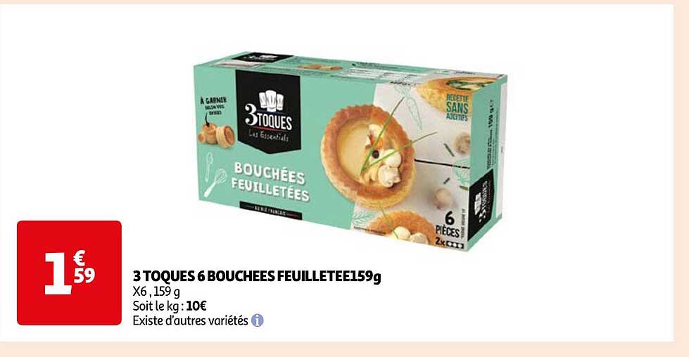 3 toques 6 bouchées feuilletée 159 g