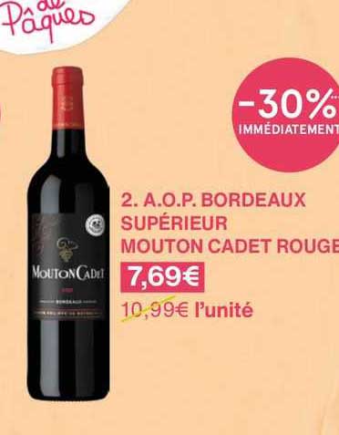 a.o.p. bordeaux supérieur mouton cadet rouge