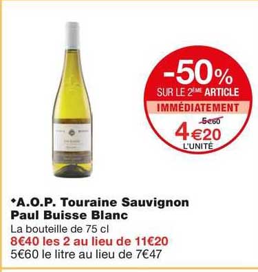 a.o.p. touraine sauvignon paul buisse blanc