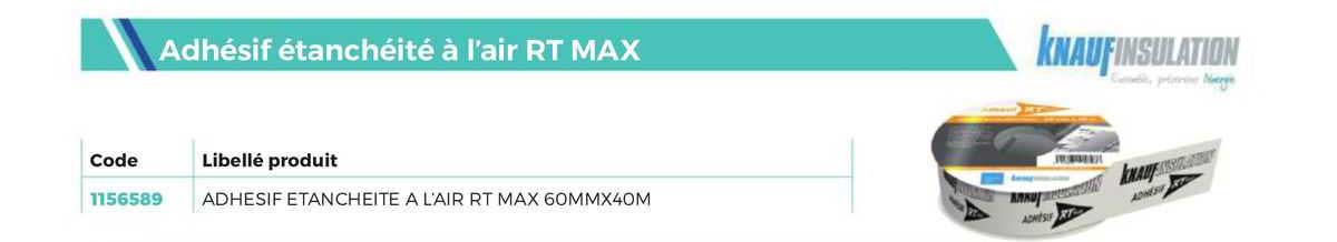 adhésif étanchéité à l'air rt max knauf insulation