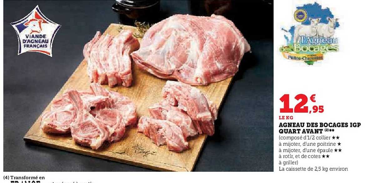 agneau des bocages igp quart avant